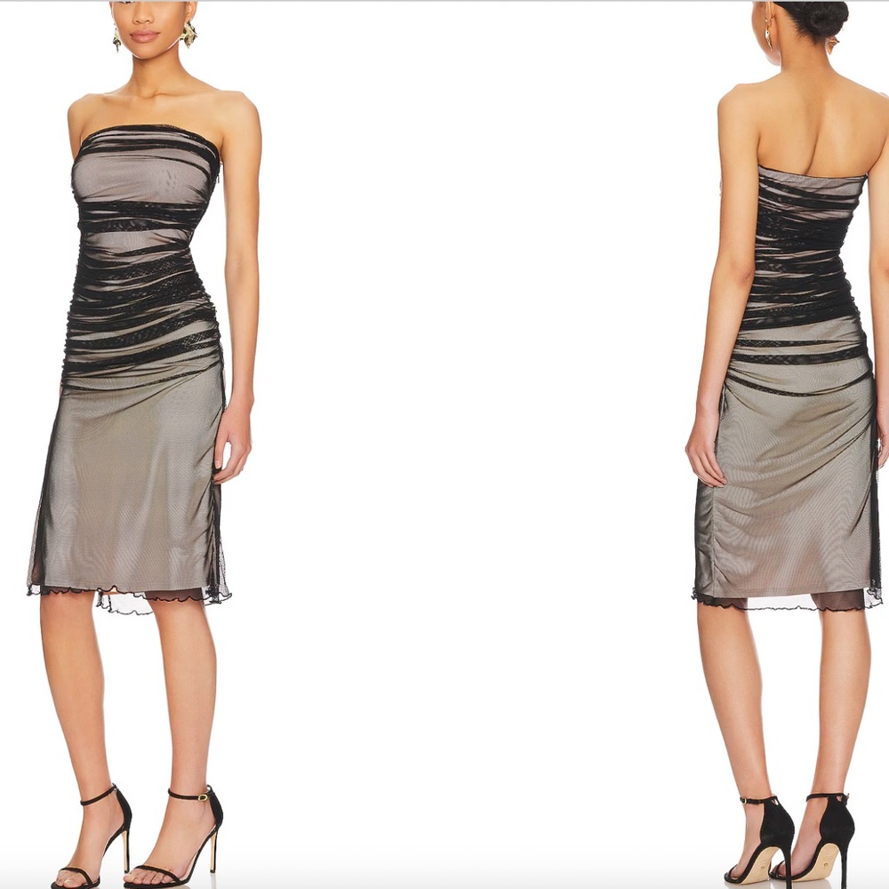 Revolve Cocktail dress - black/nude mesh